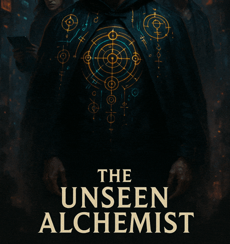 a poster for the unseen alchemist shows a man in a black cape