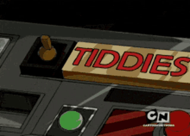 a cartoon drawing of a machine that says tiddies