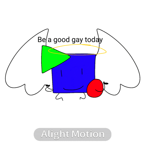 a drawing of a cube with wings and the words " be a good gay today " above it