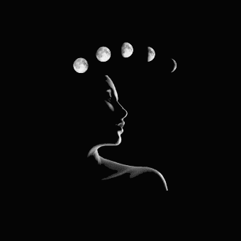 a black and white photo of a woman with the words solowth de la luna on the bottom