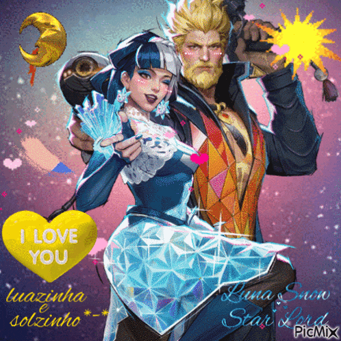 a cartoon of a man and a woman with a heart that says i love you