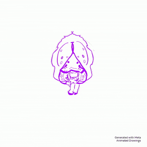 a purple drawing of a girl with a mushroom on her head and a hood .