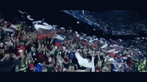 фанаты стадион флаг росси чемпионат футбол гол GIF - World Cup Russian Flag Russia GIFs