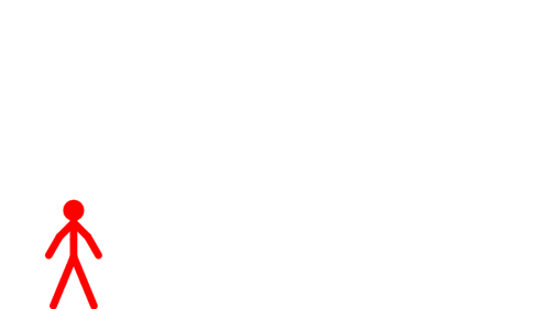 a blue stick figure is standing on a white surface