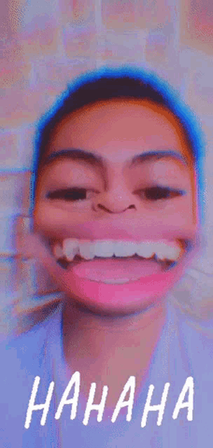 a picture of a person with a funny face and the word hahaha below it