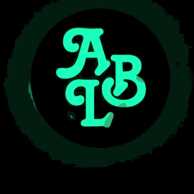 a glow in the dark logo with the letters ab and l on it