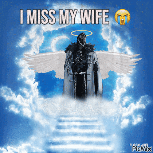 a picture of an angel with the words i miss my wife below it