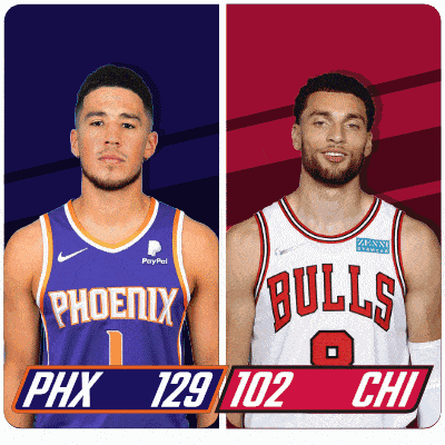 two basketball players one from phoenix and the other from bulls