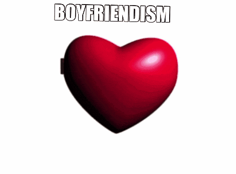two red heart shaped mirrors with the words boyfriendism on top