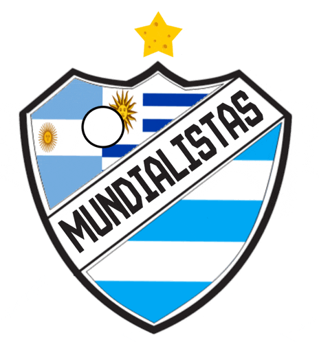 a blue and white shield with a yellow star and the words mundialistas on it