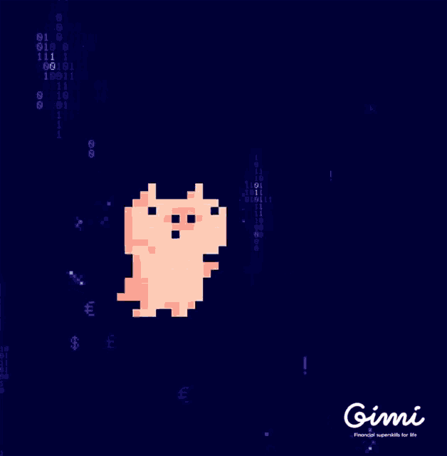 a pixel art of a pig with a speech bubble that says " yeah financial super skills "