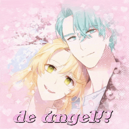 a picture of a boy and a girl with the words " de angel " written on it