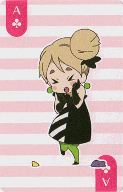 a playing card with a girl on it and the ace of clubs