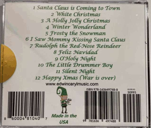 the back of a christmas cd that says santa claus is coming to town