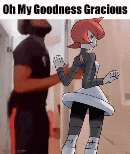 a cartoon of a girl with the words oh my goodness gracious on the bottom