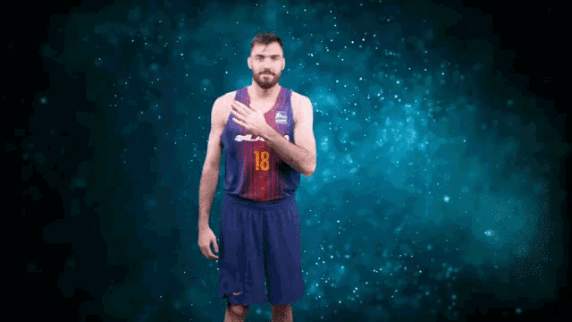 a basketball player wearing a number 18 jersey