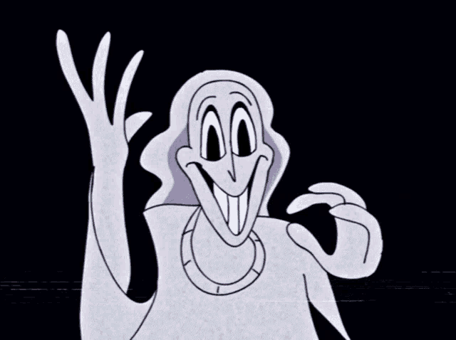 a cartoon of a ghost with a big smile on its face