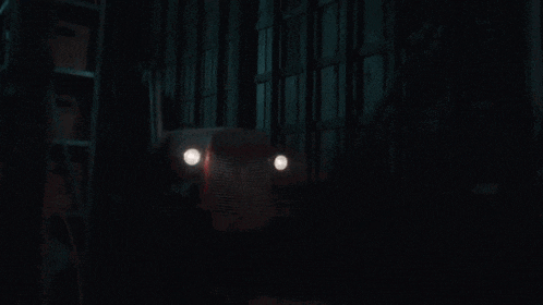 a group of people are standing in a dark room .