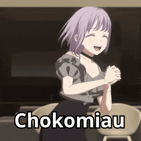 a picture of a girl with the word chokomiau on the bottom