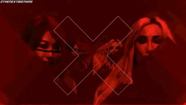 a group of women are standing next to each other on a red background with the word extreme written on it