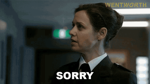 a woman in a military uniform says sorry