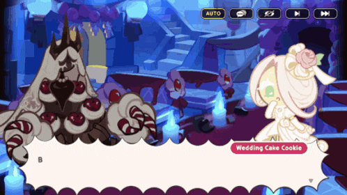 a wedding cake cookie is talking to a king in a game