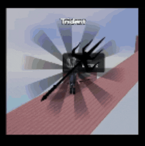 a video game screen shows a character named trident holding a trident