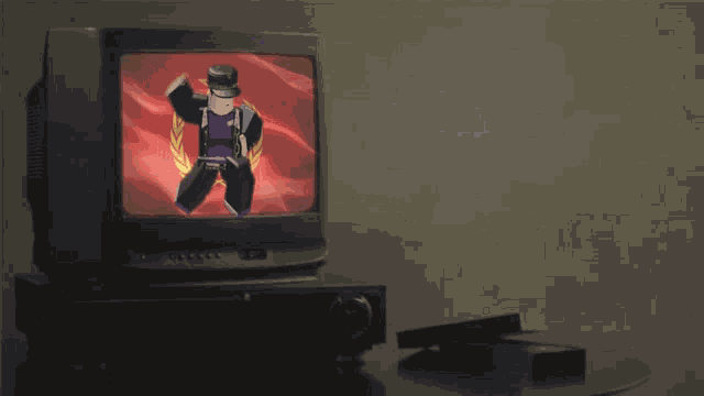 a tv with a soviet flag on it