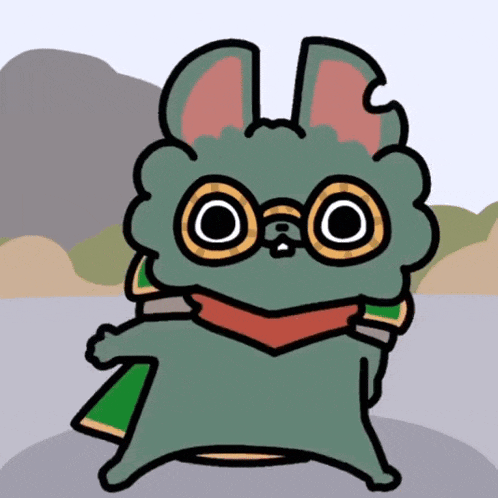 a cartoon drawing of a rabbit with a scarf around its neck
