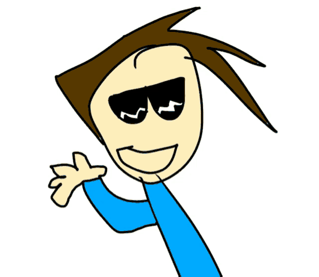 a drawing of a man wearing sunglasses and the words " bye " and " sukkqq "