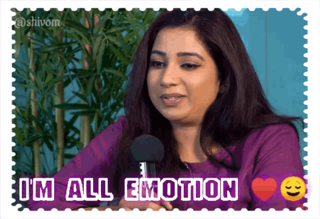 a stamp with a woman and the words i 'm all emotion on it