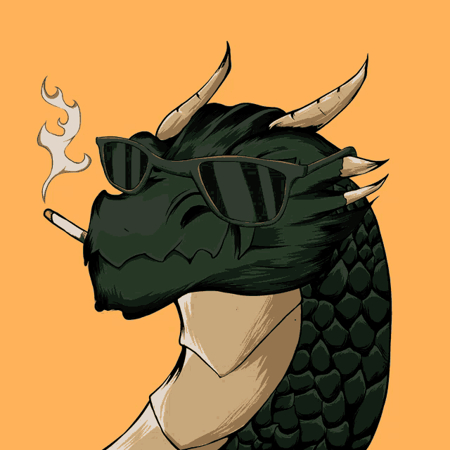 a dragon wearing sunglasses smoking a cigarette
