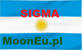a blue and white flag with the words sigma mooneu.pl on it
