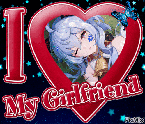 a picture of a girl with the words i love my girlfriend
