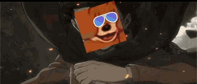 a close up of a dog wearing sunglasses on a screen .
