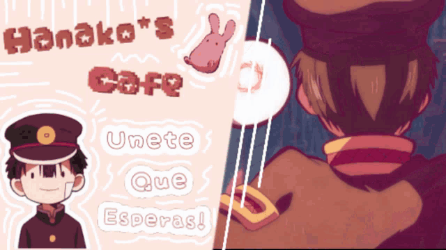 a poster for hanako 's cafe with a cartoon character