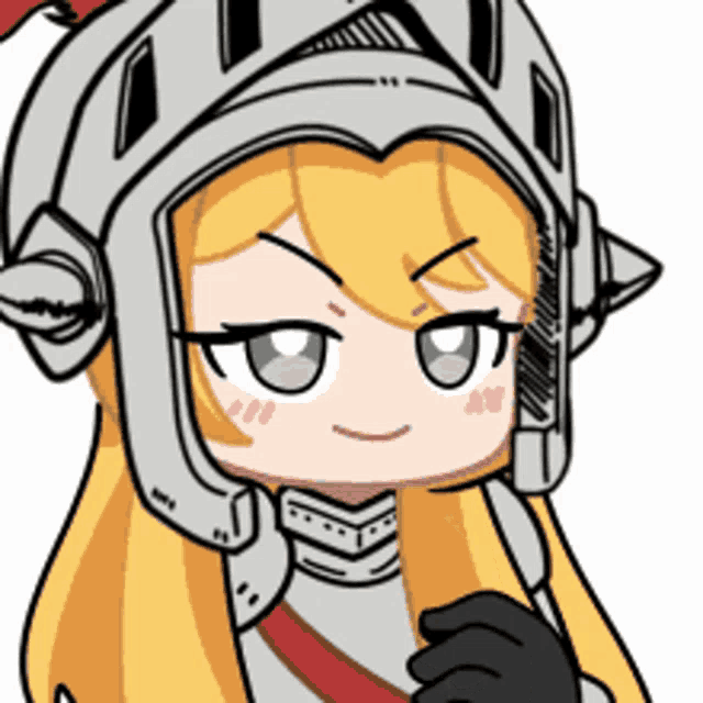 a cartoon of a girl wearing a knight 's helmet and armor