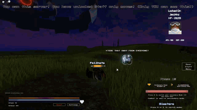 a screenshot of a video game that says you are this server