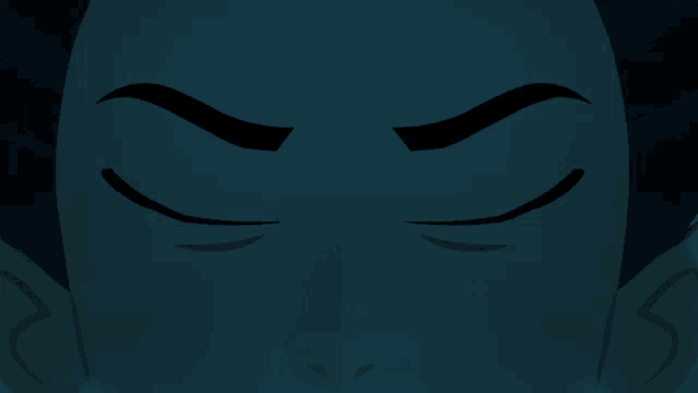 a close up of a cartoon character 's eyes with a dark background