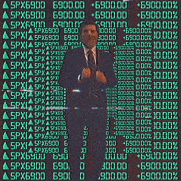 a man in a suit and tie stands in front of a screen that says spx