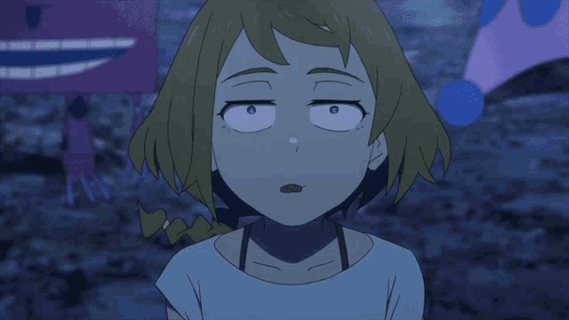 a cartoon of a girl with a surprised expression on her face