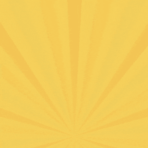a woman with red hair is smiling and holding out her hand in front of a yellow background