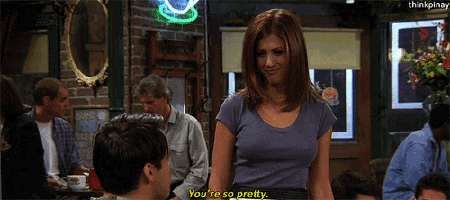 a woman says " you 're so pretty " while standing next to a man