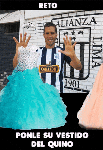 a man wearing a alianza lima shirt holds up his hands