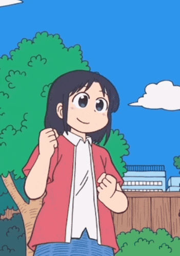a cartoon girl with her fist in the air