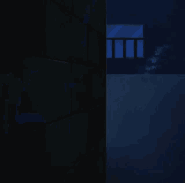 a girl with fox ears and a brown jacket is standing in a dark room