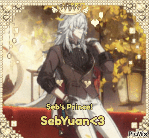 seb 's prince sebyuan < 3 is shown in a picture frame