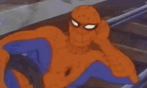 a cartoon of a naked spider man with the words manda nudes below him