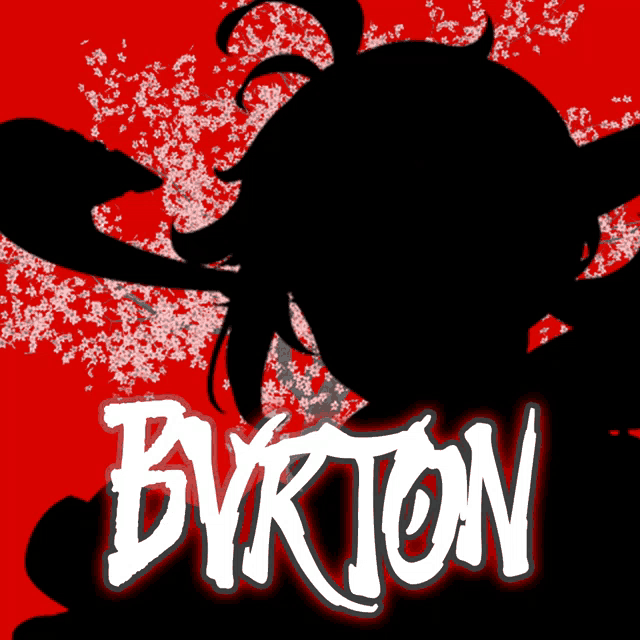 a silhouette of a person with the name bykton written in white