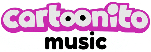 a logo for cartoonito music shows a pink and white logo